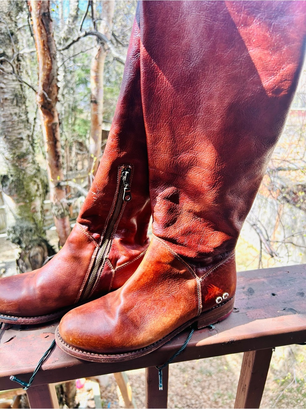 Brown Leather Knee-High Riding Boots